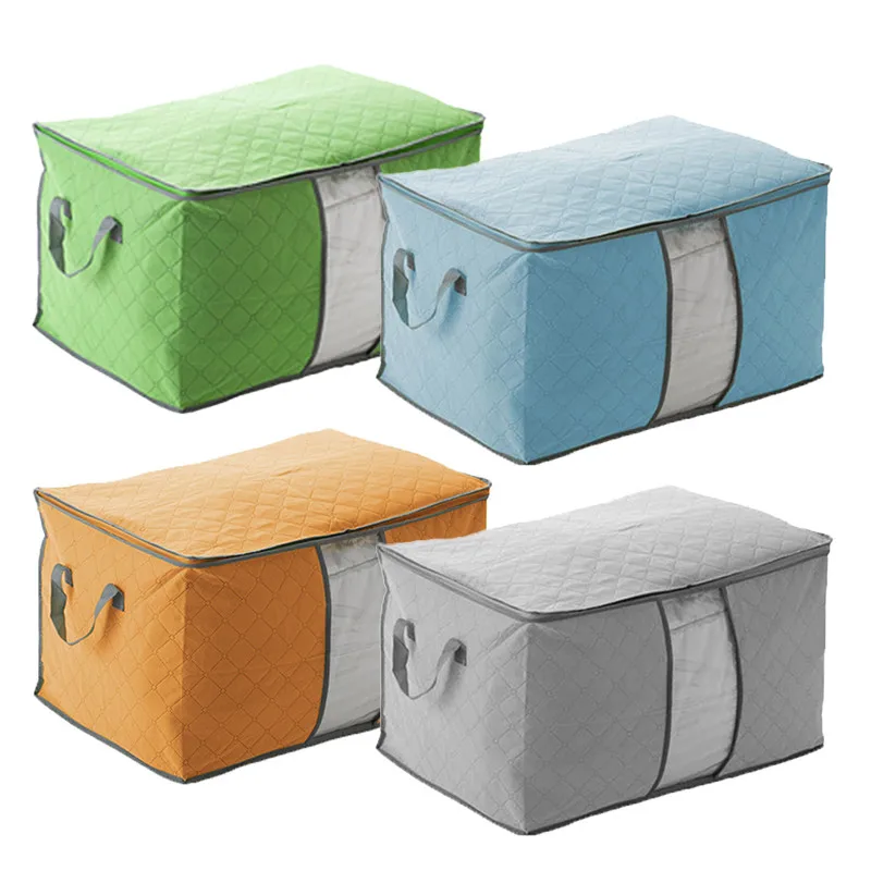 Складная Большая Нетканая сумка для хранения одеяла на молнии органайзер ящика