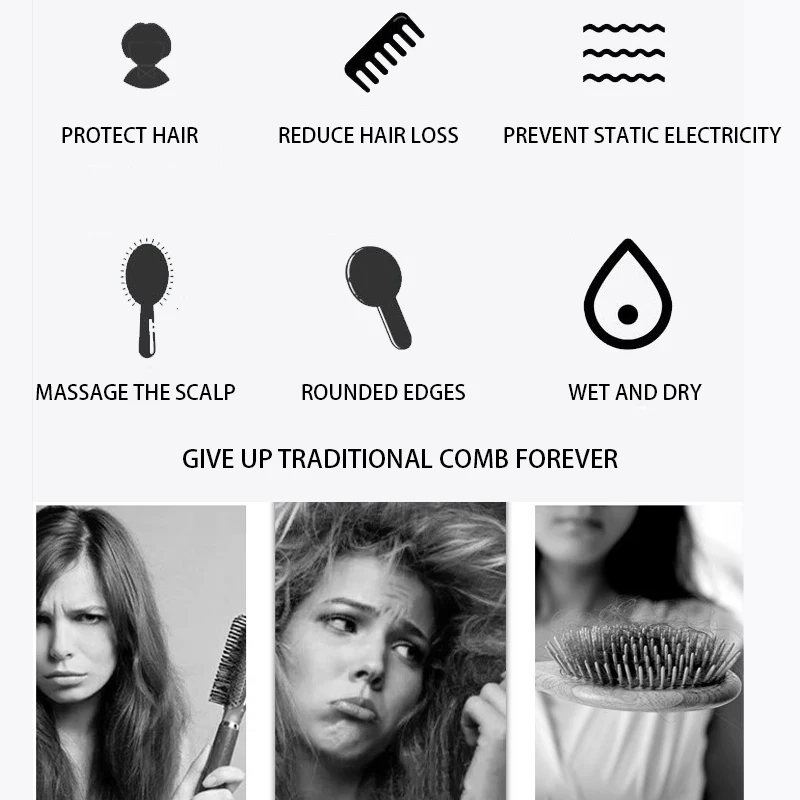 1 шт. Антистатическая расческа для волос с ручкой|Расчески| |