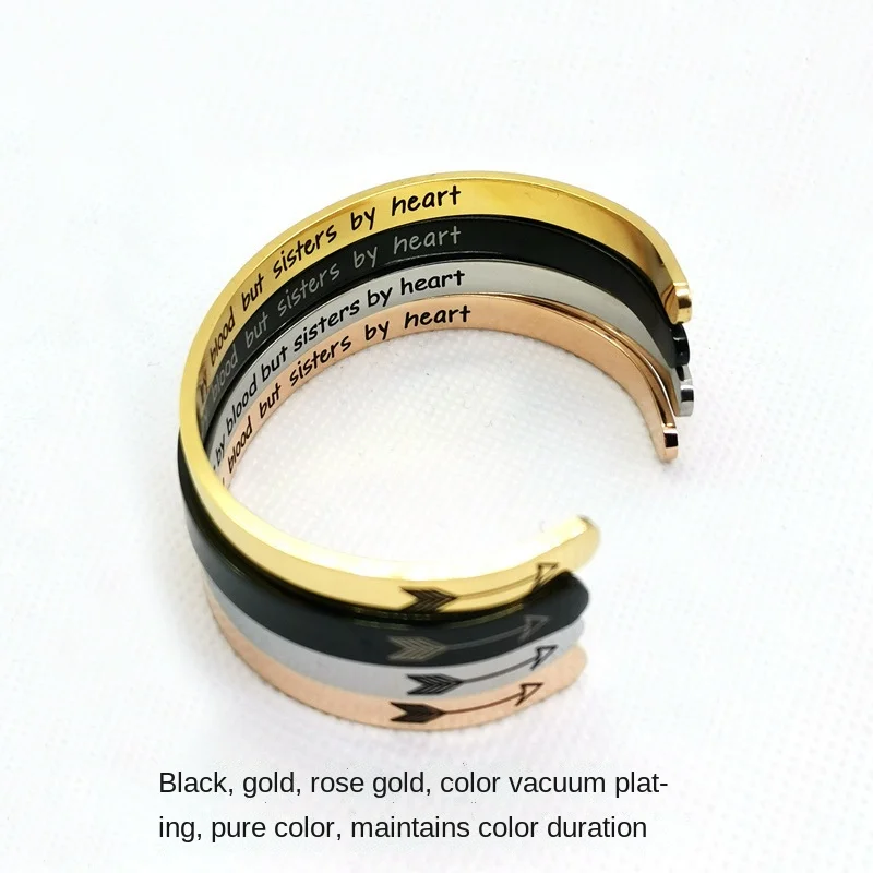 

European and American Stainless Steel Bracelet Inspirational Gratitude Lettering Titanium Steel Bangle Bracelet Christmas Gift