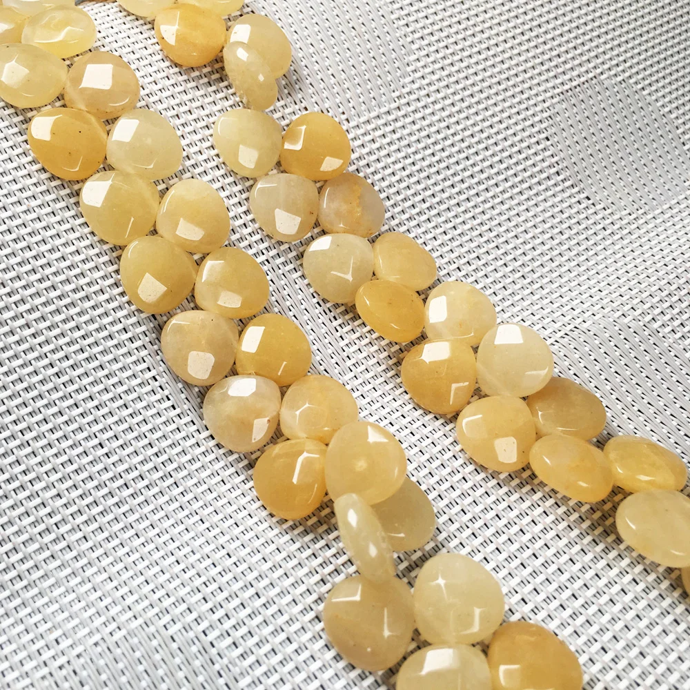

30pcs Faceted Natural Stone Beads Flat Water Drop Jewelry Making Necklace Bracelet Accessories 10x12mm Length 20cm