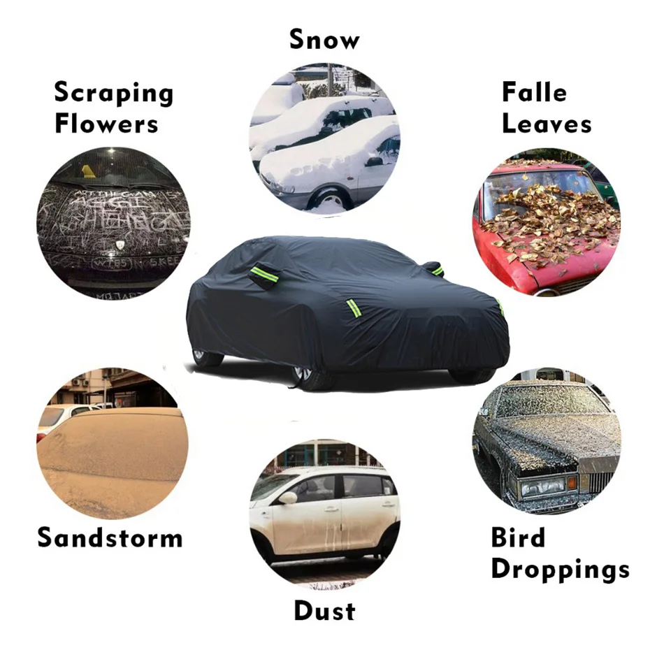 universal black waterproof full car covers snow ice dust sun uv shade cover indoor outdoor 7 sizes auto car cover for all season free global shipping