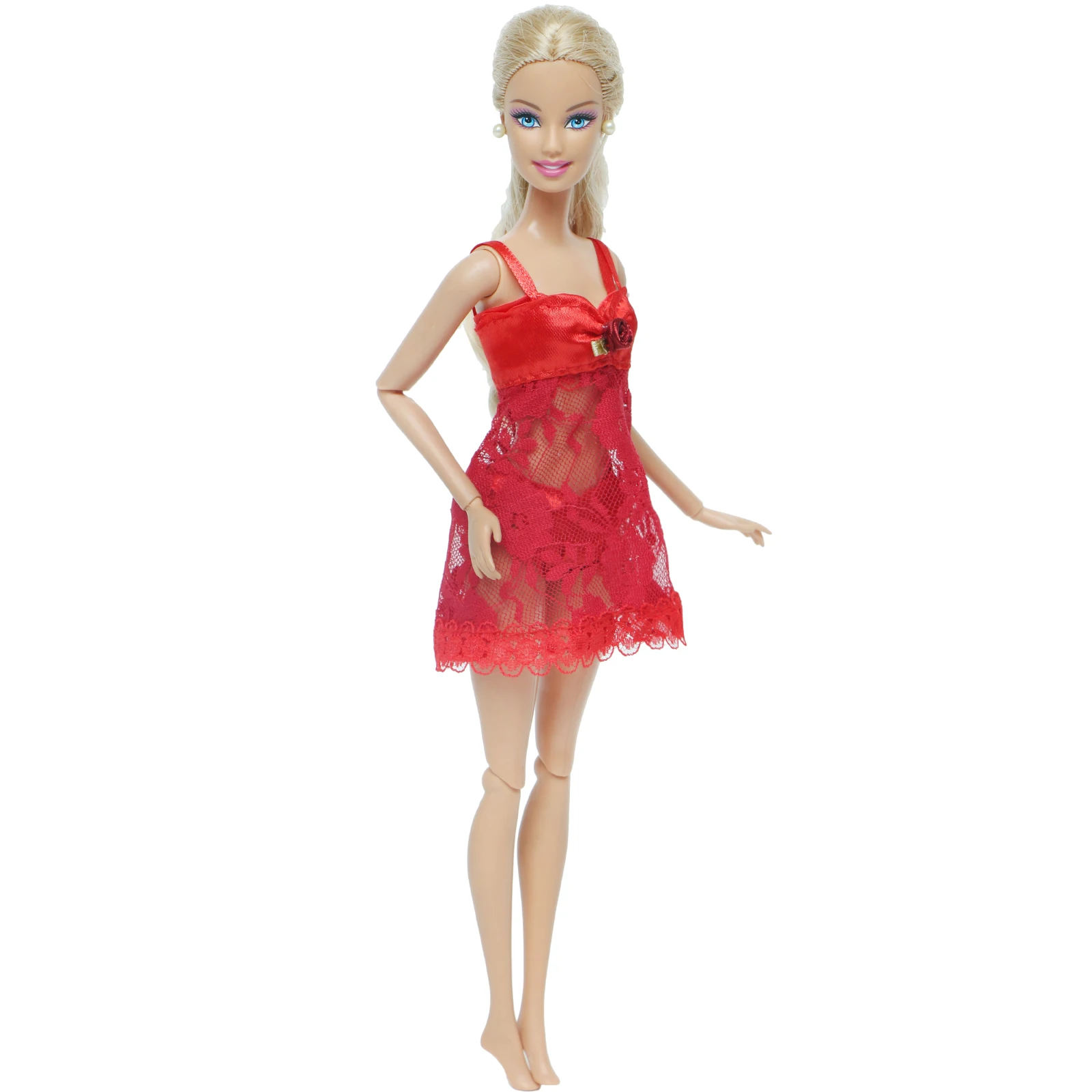Handmade Red Lace Pajamas Lingerie Nightwear Night Dress + Bra Underwear Clothes for Barbie Doll Skirt Accessories | Игрушки и хобби