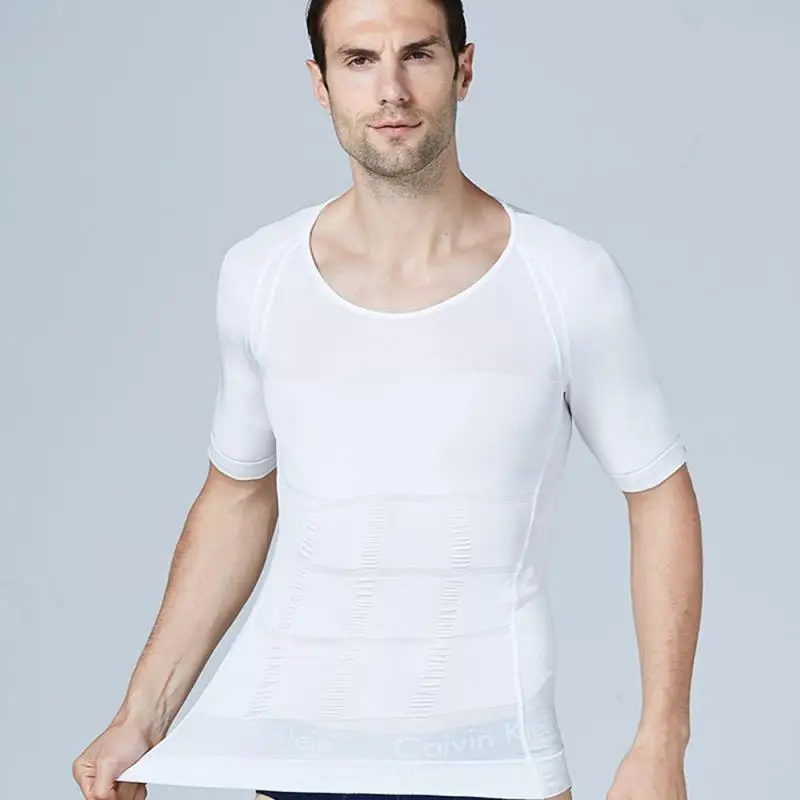 2020 Men Body Toning T-Shirt Slimming Shaper Corrective Posture Belly Control Compression Man Modeling Underwear Corset | Спорт и