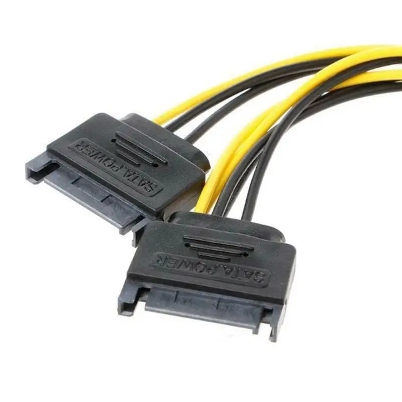 

18cm Dual SATA 15pin to 8pin Graphic Card Power Adapter Cable PCIE SATA Power Supply Cable for Bitcoin Miner Mining
