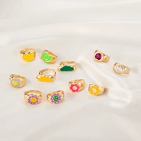 wholesale jewelry new colorful ring for women glossy dripping love heart rings peach heart ring exquisite wild trend jewelry