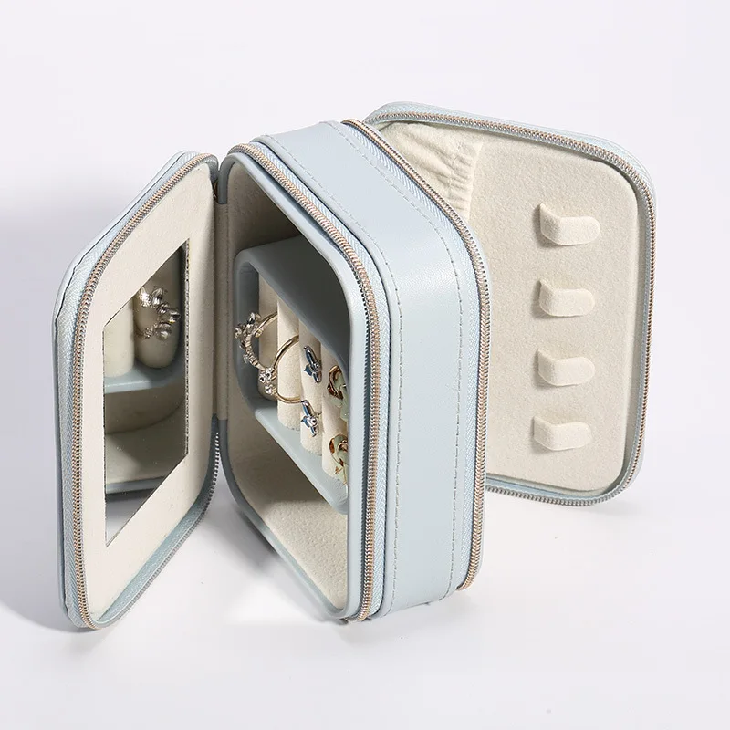 

candy color fashion women luxury jewelry box mini style leather Jewelry Storage Case for Home Travel girl gift 200807-42