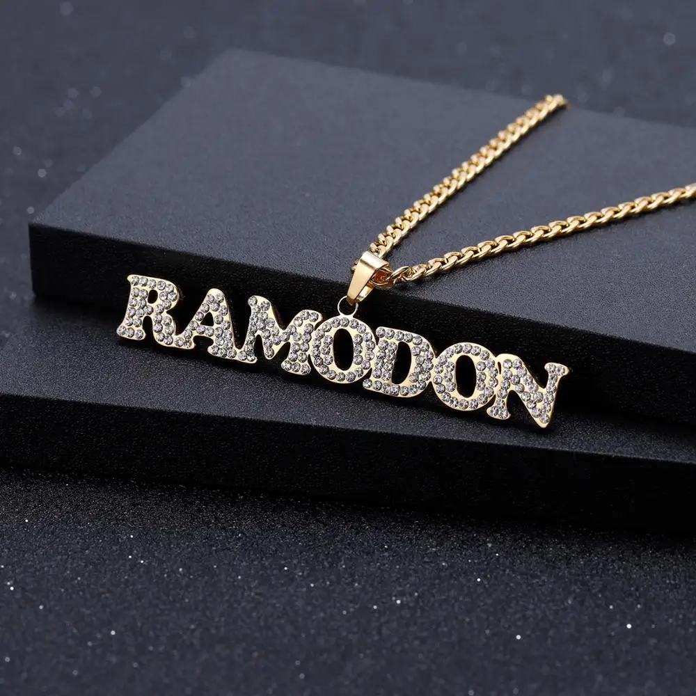 Индивидуальное ожерелье с именем на заказ кулон в виде сверкающих букв кубинская