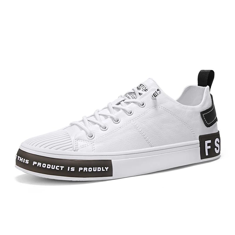 

Classic white casual sports shoes for men New high-top microfiber leather casual trendy sneakers