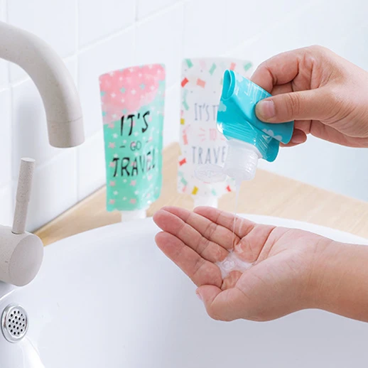 Симпатичная портативная дорожная Складная дозирующая сумка для душа бутылка