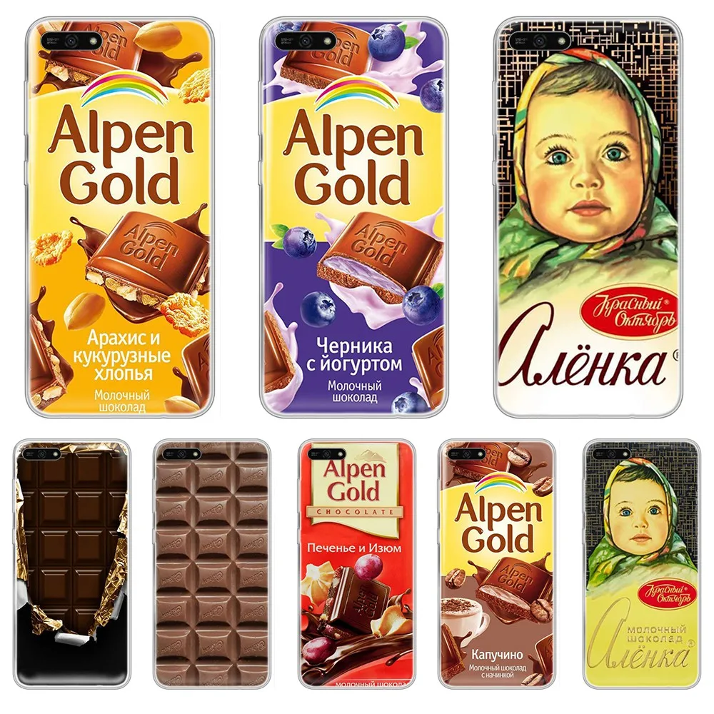 Мягкий прозрачный чехол alenka с надписью chocolate Россия для HUAWEI honor mate 7A 8S 8X 9 9X 10 20 30 pro