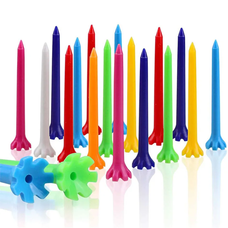 

CRESTGOLF 50pcs/100pcs/Bag Mixed Professional Zero Friction 7 Prong 70mm Durable Plastic Golf Tees Golf Accessories