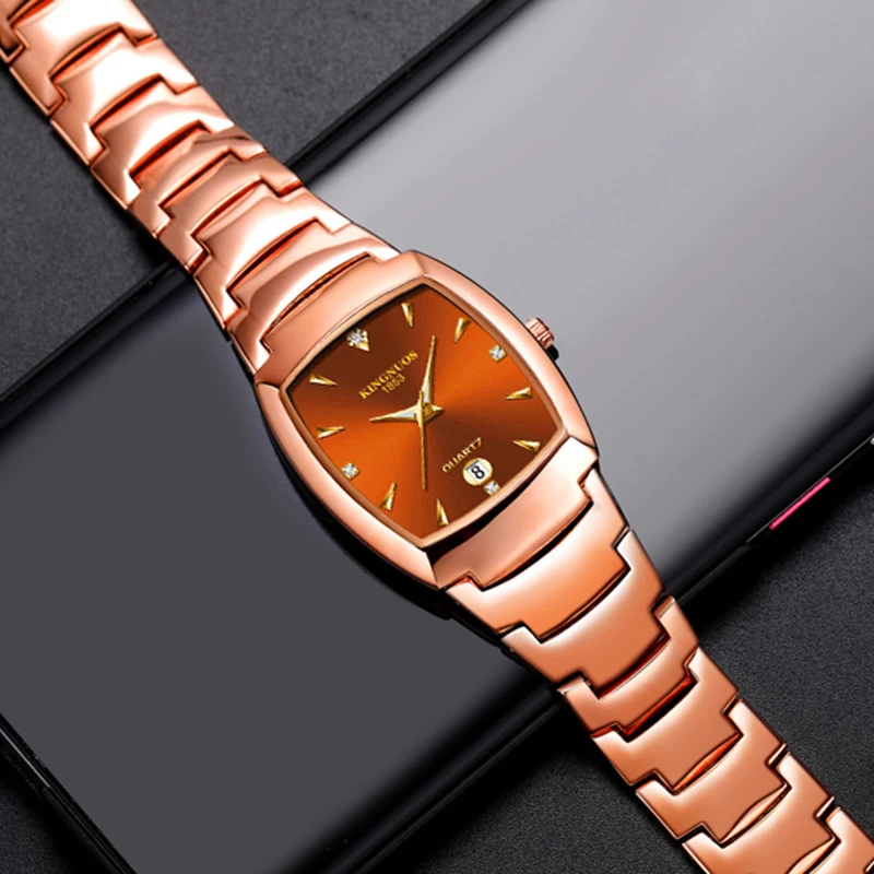 Модные часы из вольфрамовой стали для пар роскошные брендовые Золотые женские