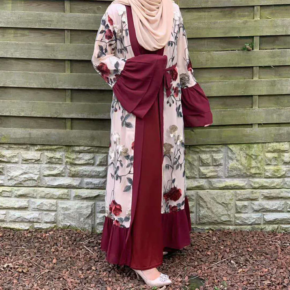 

Muslim Dress Muslim Fashion Middle East Eid Duabi Abaya Turkey Robe Stylish Muslim Cardigan Embroidered Stitched Abya Donsignet