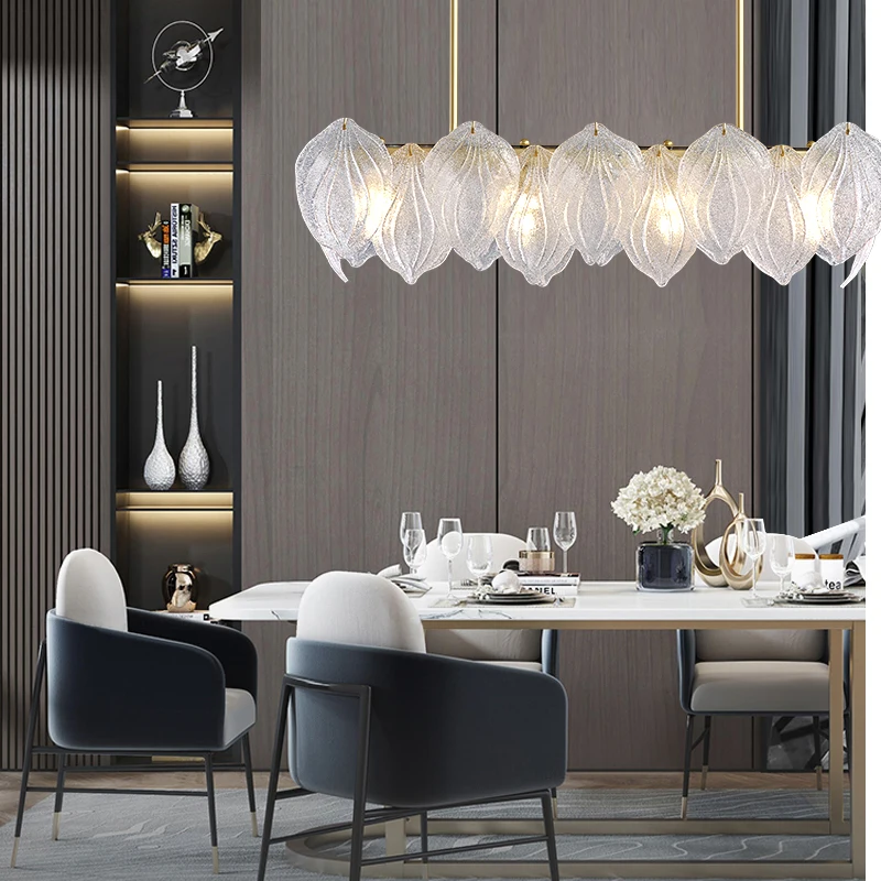 

Restaurant chandelier post modern glass lamp bar rectangular light luxury glass lamp simple atmosphere creative home LED lamp
