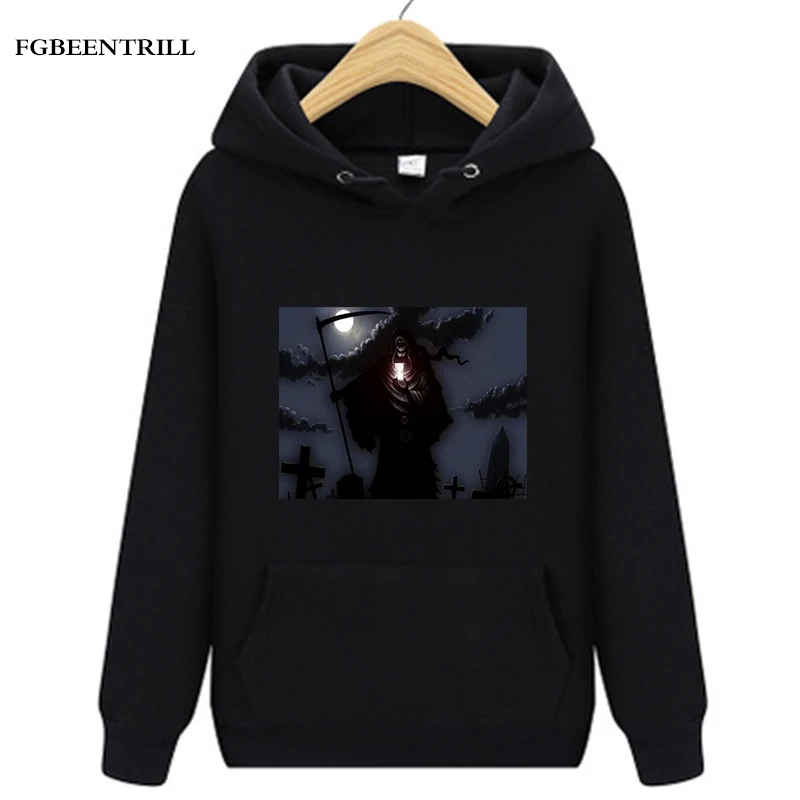 

2021 Men's Hip Hop Hoodie Sweatshirt Grim Reaper Scythe Harajuku Streetwear Hoodie Pullover Cotton Autumn Fashion