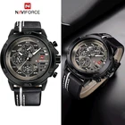Часы наручные NAVIFORCE мужские с ремешком из натуральной кожи, модные деловые Роскошные армейские водонепроницаемые спортивные
