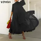 Женское Прозрачное платье VONDA, сексуальное кружевное вечернее платье-комбинация с коротким рукавом и высоким воротом, комплект из двух предметов, 2021