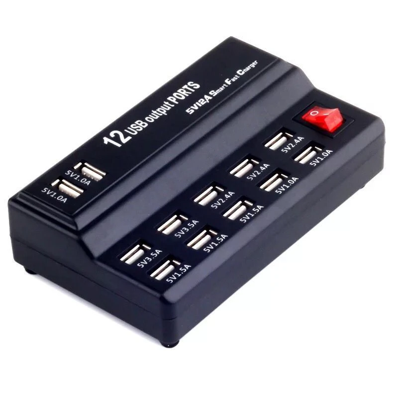 USB быстрое гнездо для зарядки 10 12 портов 12A зарядная станция Смарт зарядное