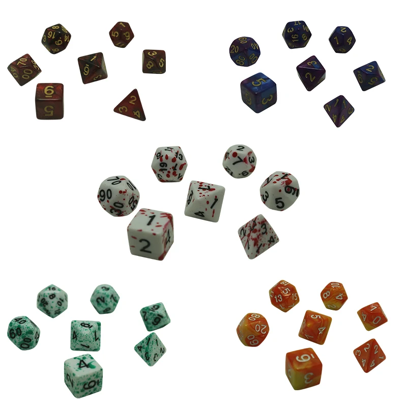 7 шт./компл. Polyhedral TRPG игры DND для блестящих разносторонних костей настольных игр |