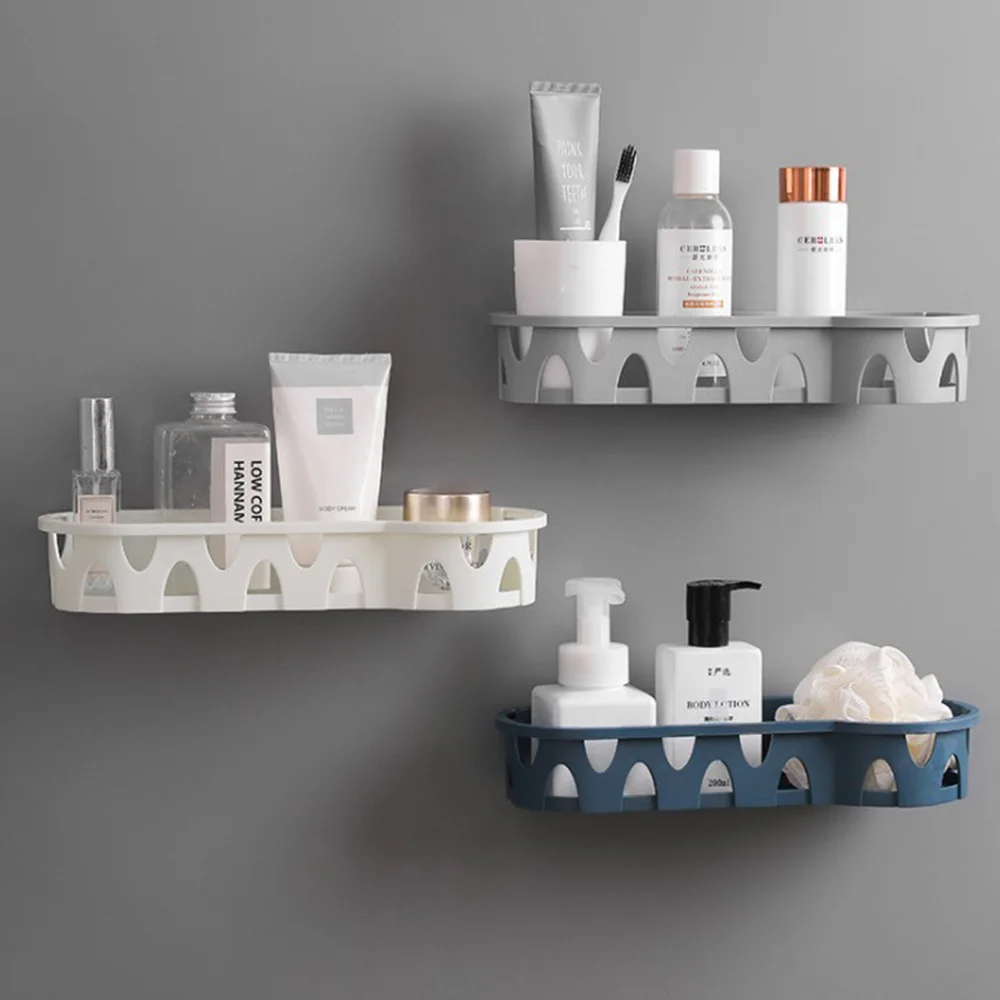 

Bathroom Drain Basket Bath Shower Shampoo Soap Washing Accessories Shelf Wall Mounted Pasting Kitchen Decoration Storage Holder