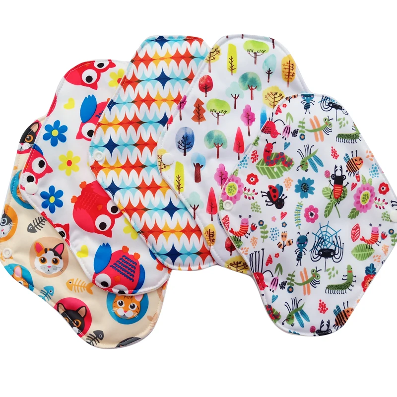 Женские многоразовые тканевые прокладки с бамбуковой хлопковой подкладкой для