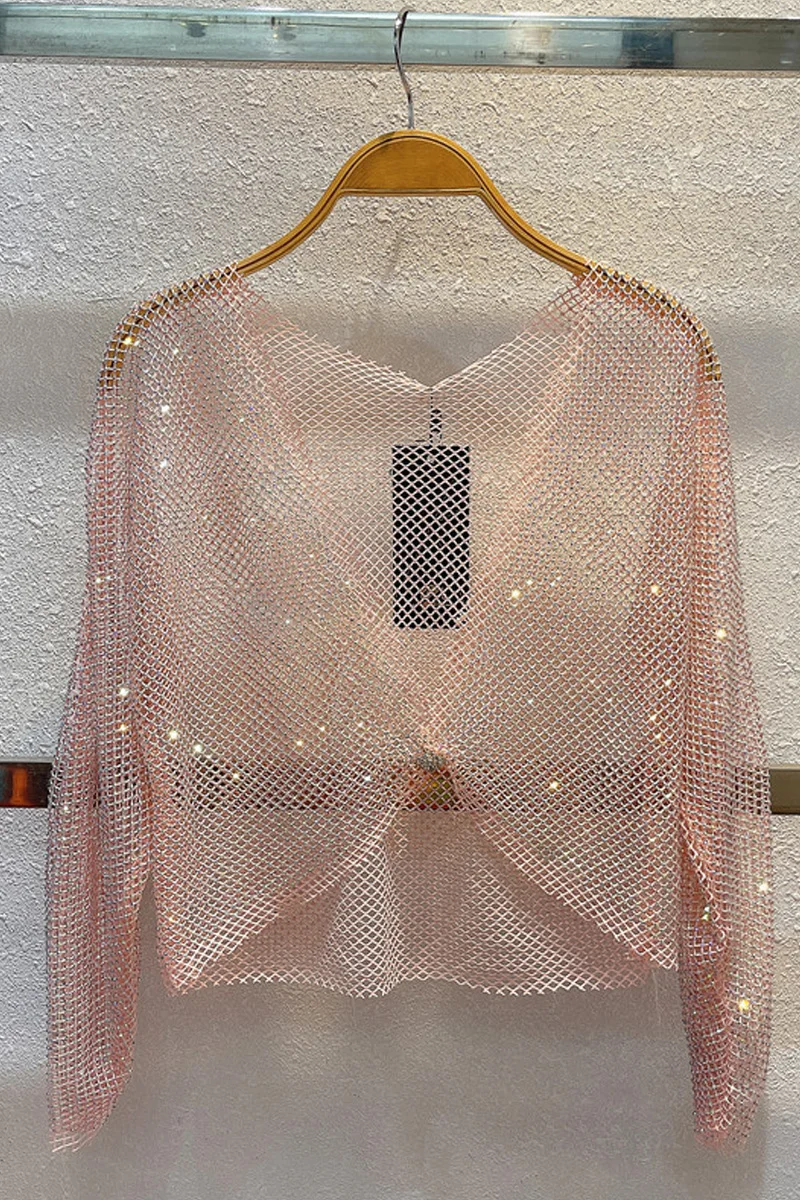 Новая пикантная светильник лая сетчатая рубашка с кристаллами для дискотеки