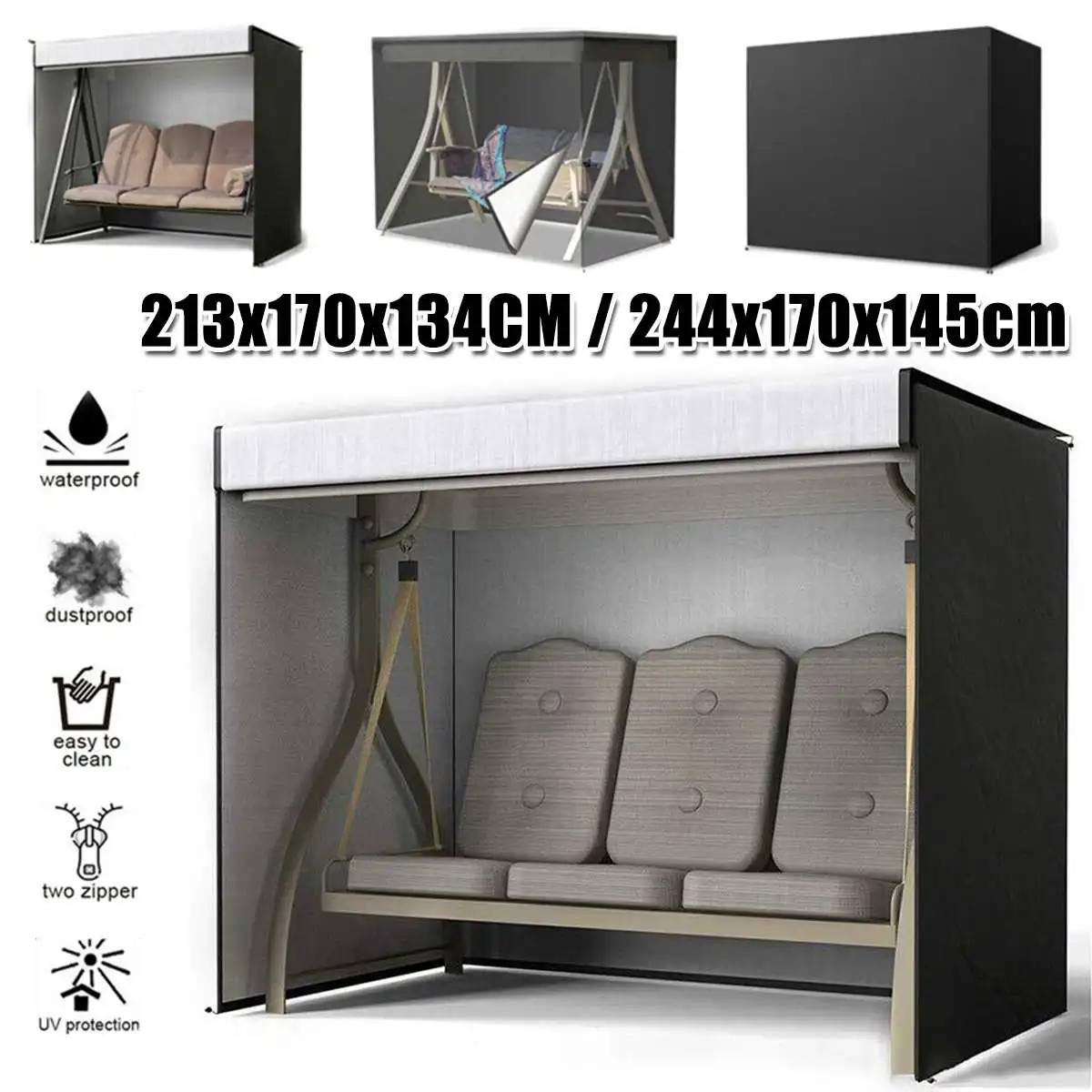 

Чехол на кресло-качели, 3 места, для двора, сада, гамака, патио, навес, скамья, водонепроницаемое сиденье, защитный козырек от солнца