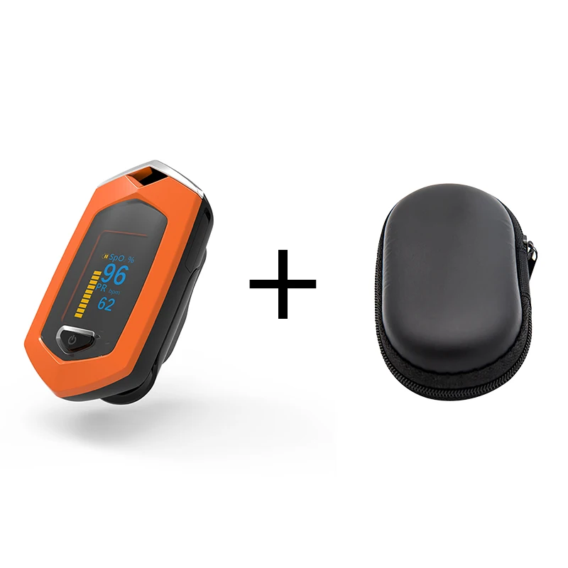Orange with case BOXYM палец импульса измеритель пульса SpO2 PR OLED Перезаряжаемые CE медицинской оксиметр de Dedo монитор сердечного ритма - Цвет: Orange with case