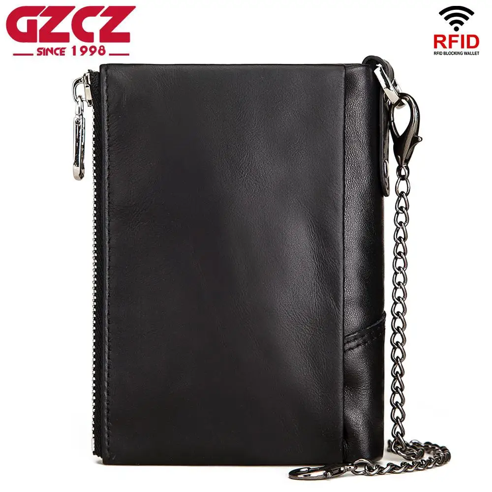 GZCZ бренд Rfid натуральная кожа мужской кошелек бумажники-портфели портмоне Короткий Мужской кошелек держатель для карт маленький portomonee