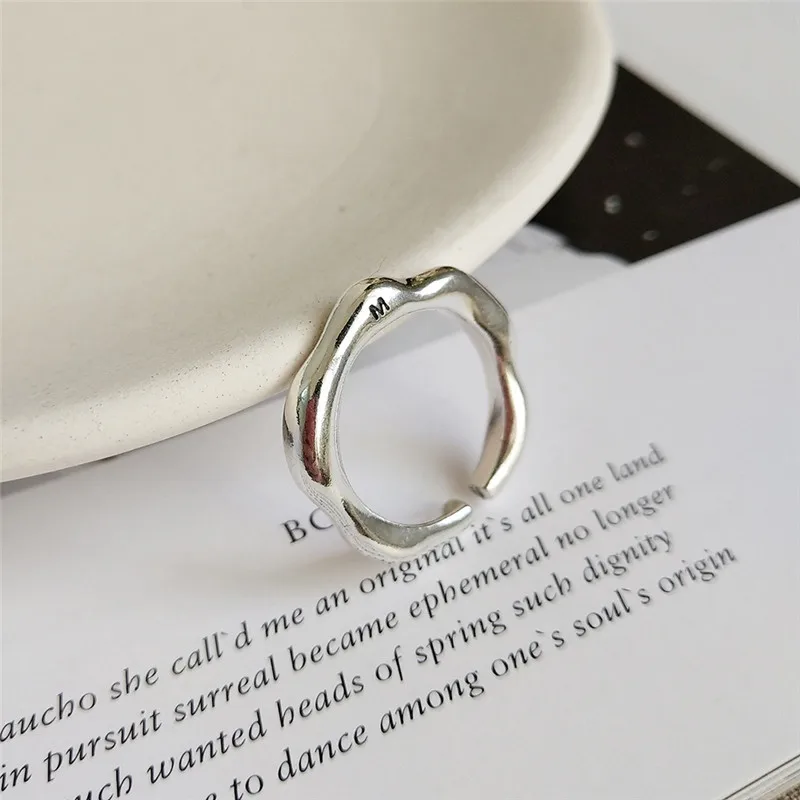 

INZATT Real 925 Sterling Silver Wave Opening Ring For Fashion Women Minimalist Ring Fine Jewelry Bamboo knot Trendy Gift 2019