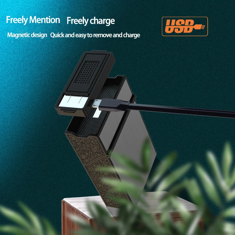 Портативный чехол для сигарет с зажигалкой 20 шт. зарядкой от USB|Аксессуары