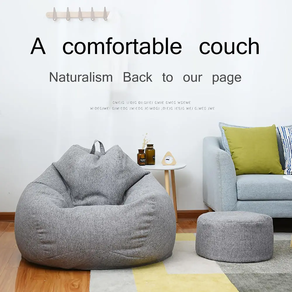 

Sofa Sleeve Couch Washable Linen Bean Bag Chair With Filling Stuffed Pouf Ottoman Beanbag Sofa Bed Puff Relax Lounge Furniture