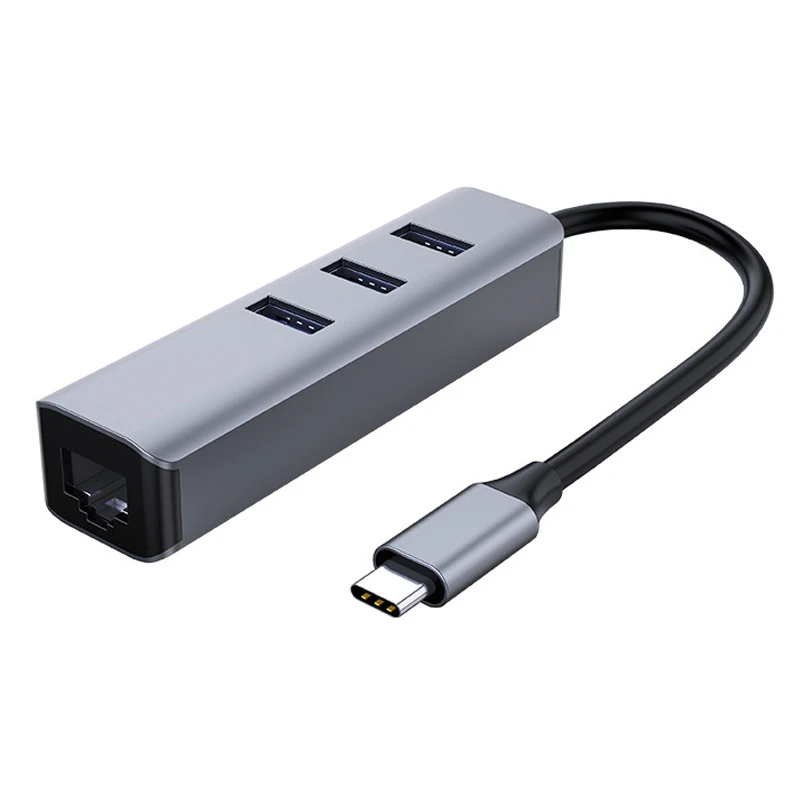 

HOT-3 USB Ports Hub Splitter Ethernet RJ45 LAN Adapter Free Drive USB-C Splitter High-Speed USB 3.0 Ports Network Extender