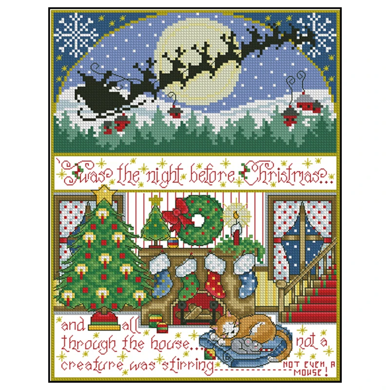 

Amishop Top Quality Lovely Counted Cross Stitch Kit Twas The Night Before Christmas Eve