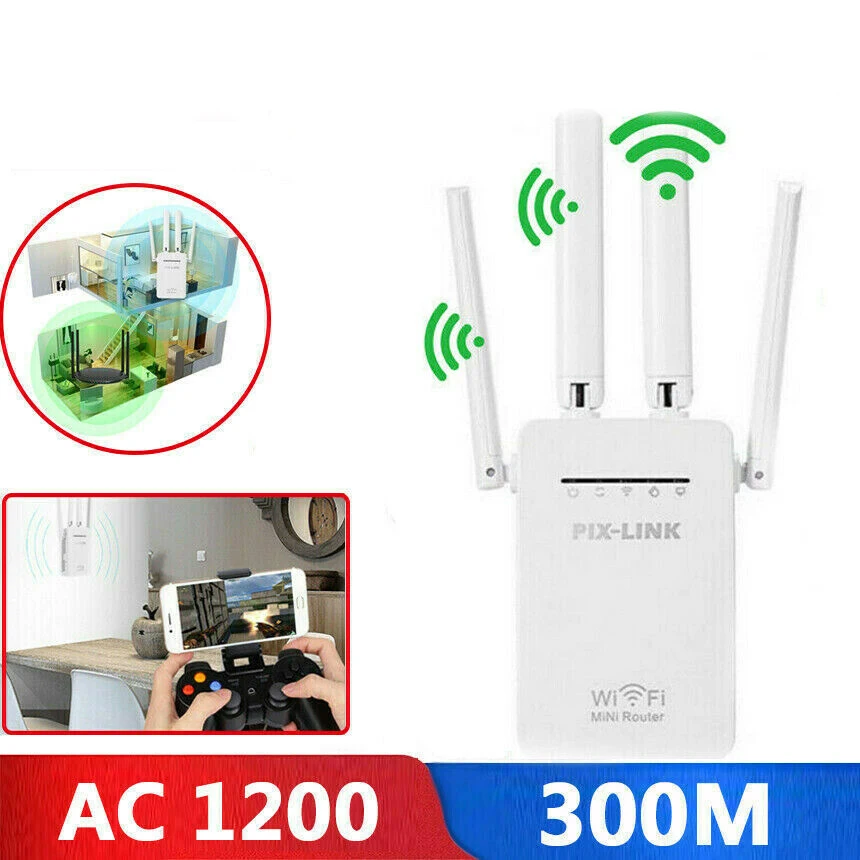 

AC1200Mpbs WiFi Repeater AP Wireless 300M Extender Router 4 Antenna Dual Booster Band Gigabit 5G IEEE 802.11ac/n/g/b
