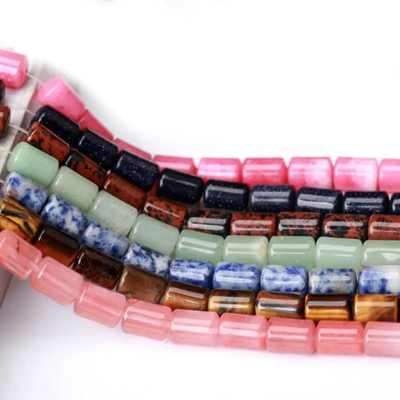 Высококачественный натуральный камень 6x10 мм гладкие разноцветные колонны в