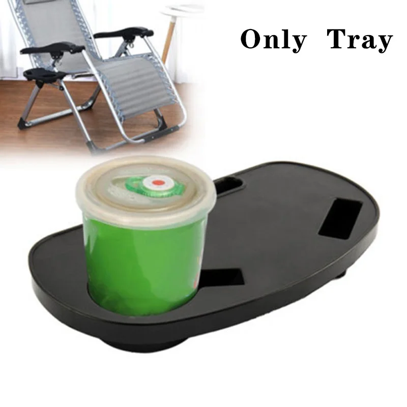 

New Folding Reclining Chair Clip On Side Table Cup Drink Holder Garden Lounger Tray Plastic Folding Only Chair Tray