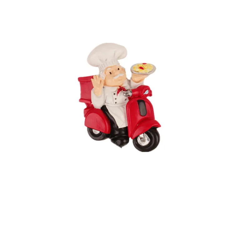 

Cute cartoon 3D creative bread chef refrigerator magnets message stickers resin home decor