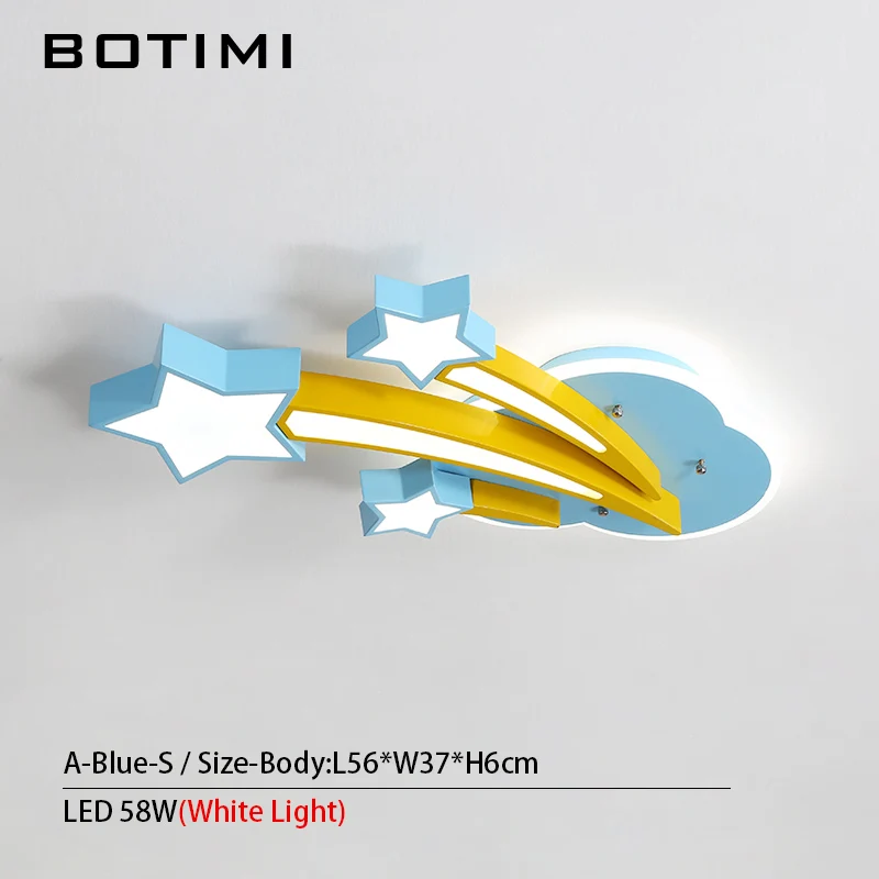 A-Blue-S White Light BOTIMI детский потолочный светильник в форме звезд для спальни, мультяшный облачный светильник для мальчиков, милый розовый потолочный светильник для девочек - Цвет корпуса: A-Blue-S White Light