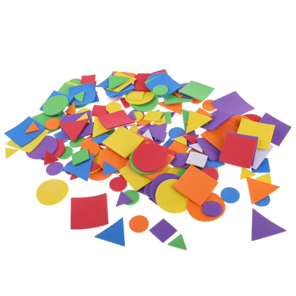 

200x Geometry Foam Craft Stickers Self-adhesive Assorted Color Mixed Shapes