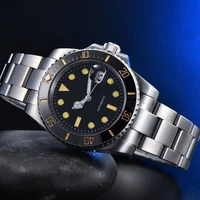sterile black face orange nail mens automatic mechanical watch ceramic bezel stainless steel silver case