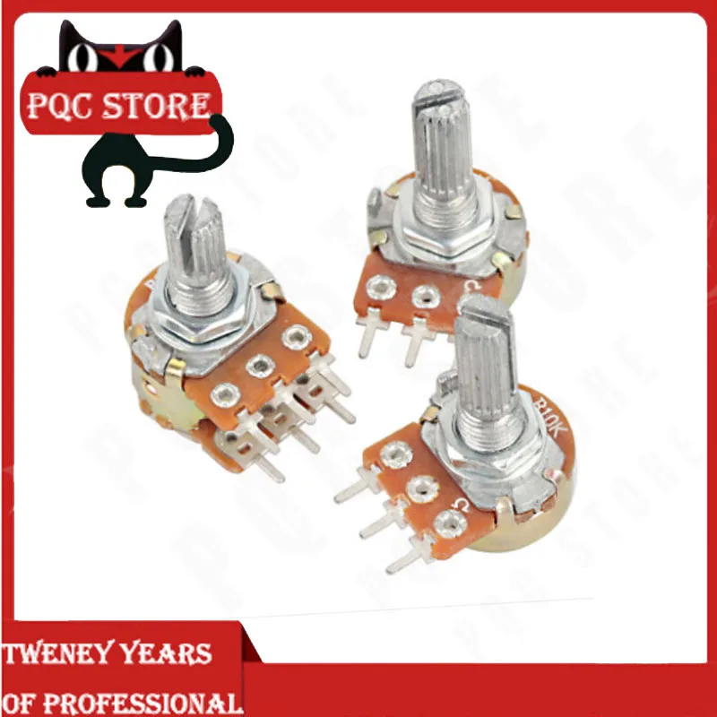 

5pcs WH148 B1K B2K B5K B10K B20K B50K B100K B500K 3Pin 15mm Shaft Amplifier Dual Stereo Potentiometer 1K 2K 5K 10K 50K 100K 500K