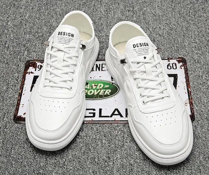 

Men Leather Casual Shoes Newest Fashion Spring Autumn Cool Man White Flat Shoes Loafers Sneakers
