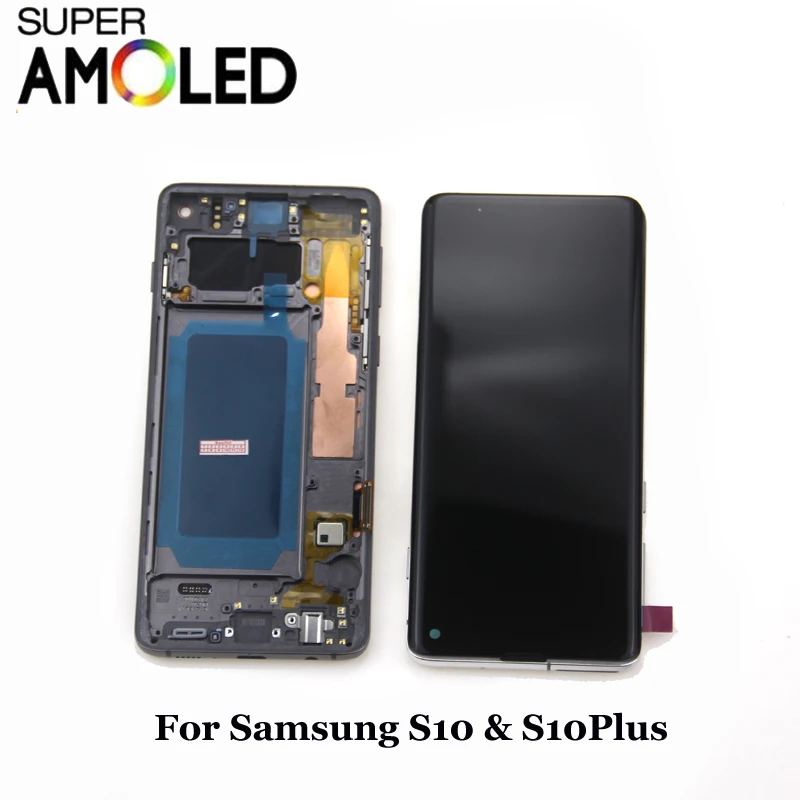 Super Amoled ЖК дисплей с рамкой для SAMSUNG GALAXY S10 G9730 + плюс G9750 сенсорный экран дигитайзер