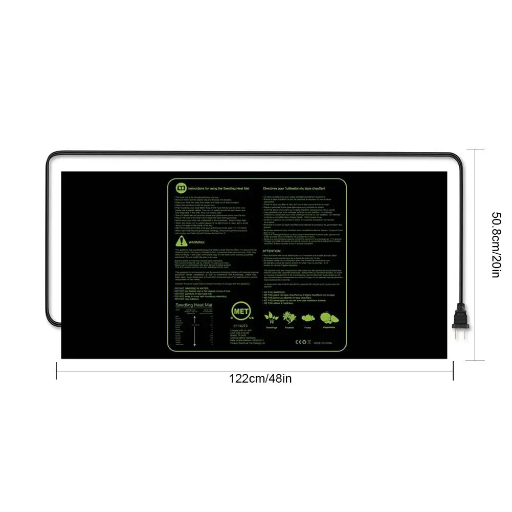 

Seedling Heating Mat Durable Waterproof Seedling Mat Warm Hydroponic Heating Pad Pet Body Temperature Regulating Bed 48*20 In