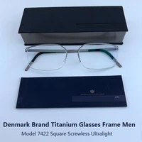 denmark brand titanium glasses frame men square screwless ultralight prescription eyeglasses women optical eyewear classic 7422