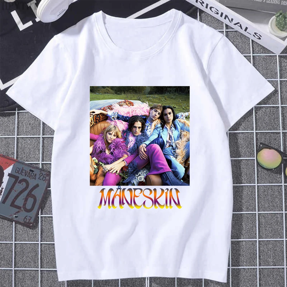 

Maneskin Fashion Men's T-shirts Print Summer White Tshirt O-neck Short Sleeve Unisex Casual Clothes Couples Streetwear Tees Male