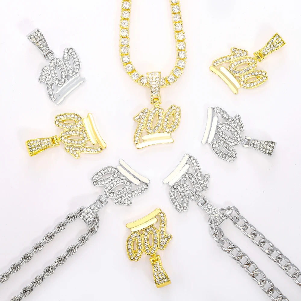 100 шт./набор золотое ожерелье стразы шт.|Ожерелья с подвеской| |