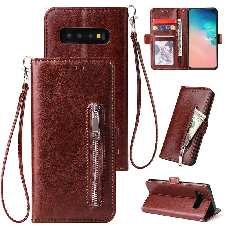 Zipper Wallet Case For Samsung Galaxy S10 S10E S8 S9 Plus Note 10 9 8 Plus Pro Cover For S10 5G A50 A70 A40 A30 A20 A10 M10 Case