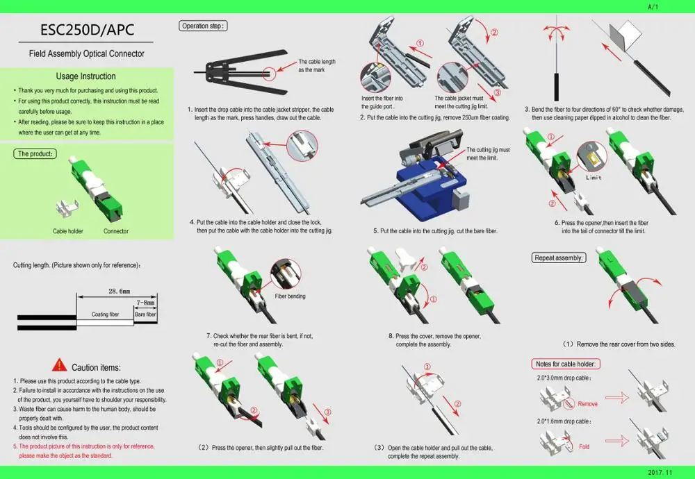 FTTH ESC250D SC APC и UPC Одномодовый быстрый разъем SM оптоволоконный Бесплатная доставка |